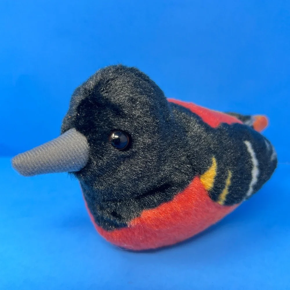 Wild Republic Baltimore Oriole Small Black‎ Orange Tweets Sound Bird Plush Toy